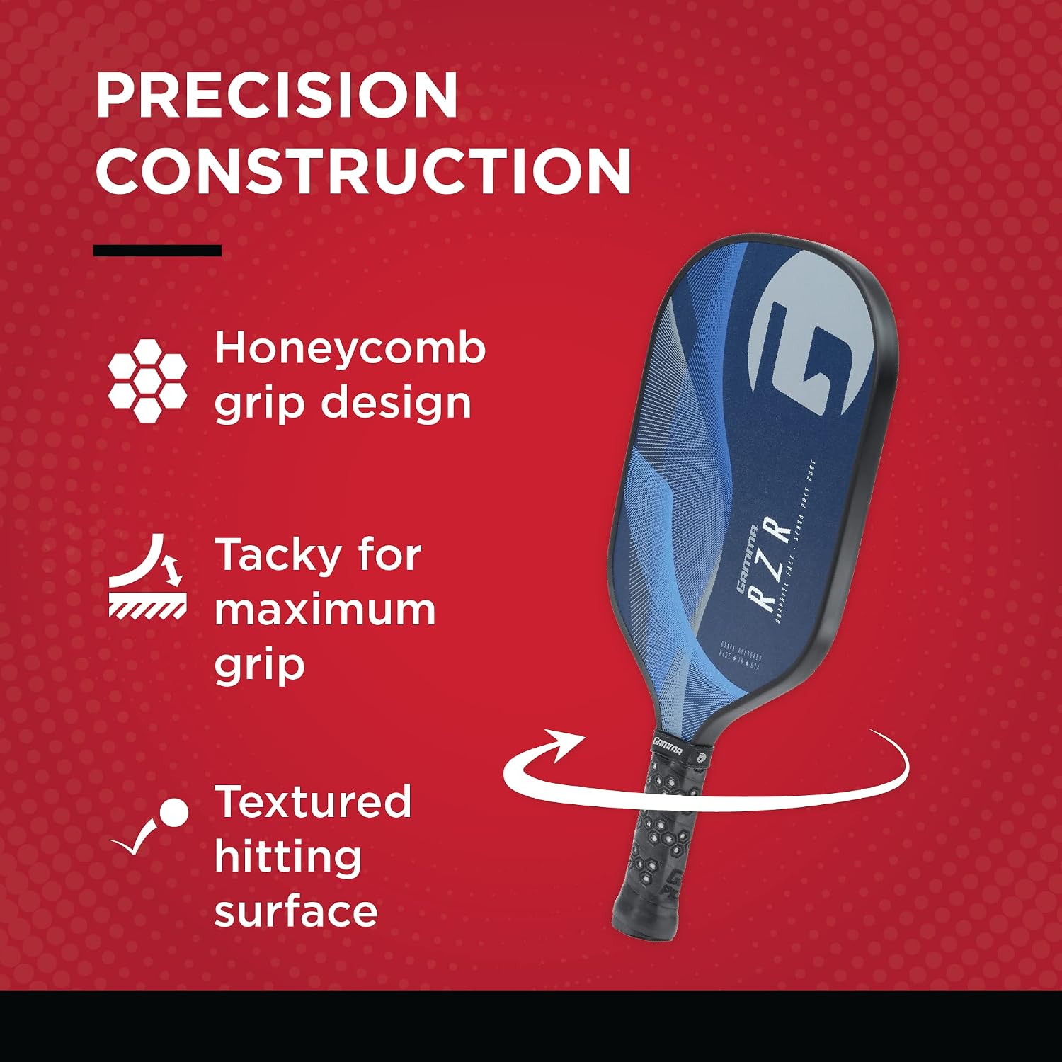 GAMMA Sports PolyCore Pickleball Paddle, Graphite, Composite Power, Comfotable Grip