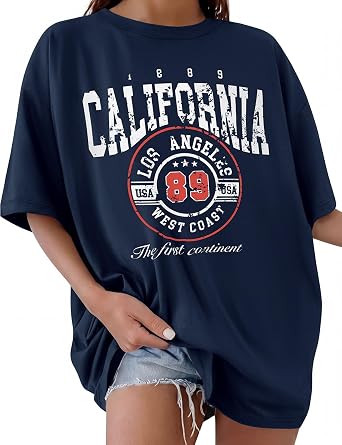 CMTOP Oversized T Shirts Women Crew Neck Short Sleeve Summer Tops Women's Cotton Letter Printed T-Shirts Casual Loose Graphic Tee Shirts Tunic Tops