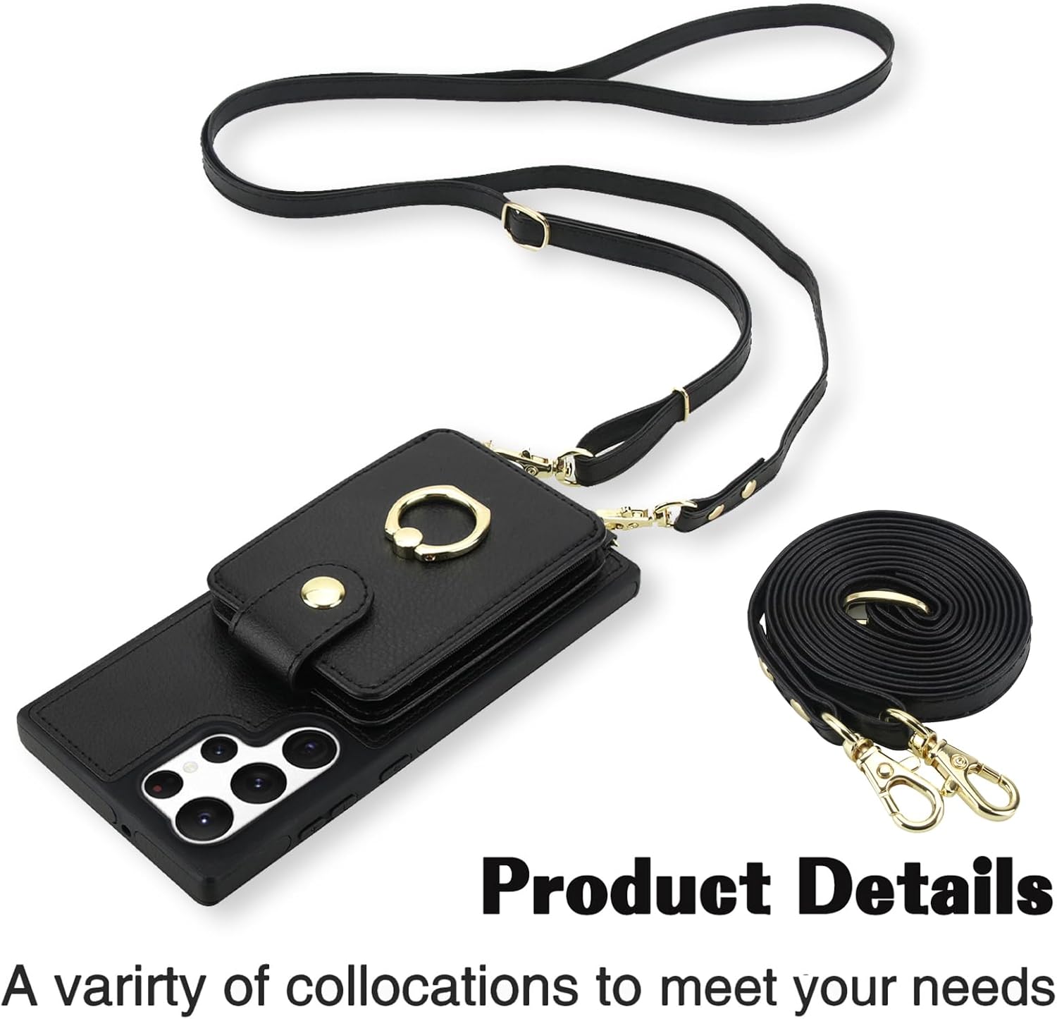 Phone Case for Samsung Galaxy S22 Ultra 5G Magnetic Wallet Cover and Screen Protector Ring Kickstand Compatible with MagSafe RFID Blocking S22ultra 22S S 22 S22U S22ultra5g for Women Men Black