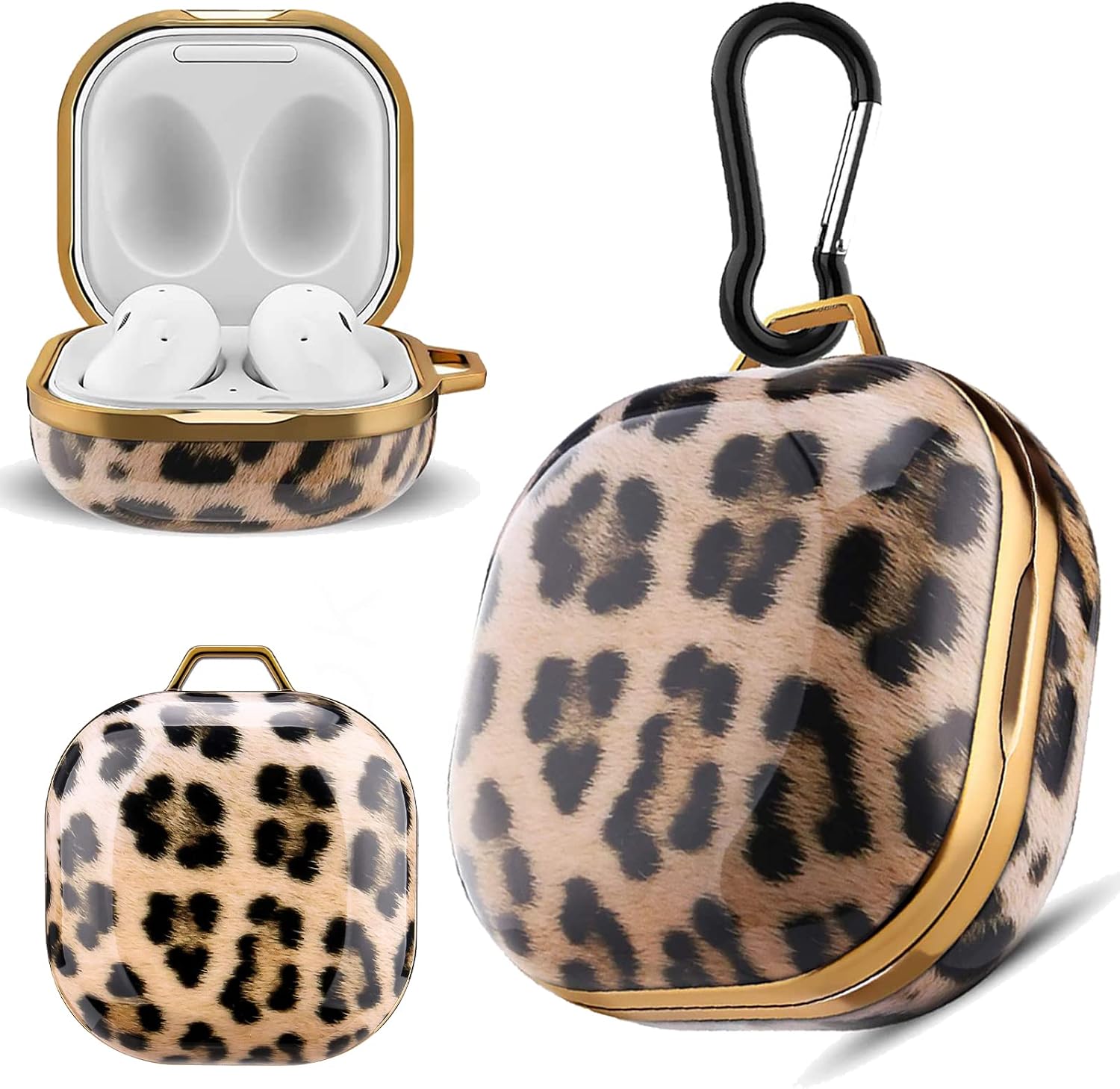 Miimall Compatible for Samsung Galaxy Buds 2 Pro 2022/ Galaxy Buds 2 Case 2021/ Galaxy Buds Pro Case 2021 / Galaxy Buds Live 2020 Case Carrying Cover for Samsung Earbuds with Keychain(Leopard)