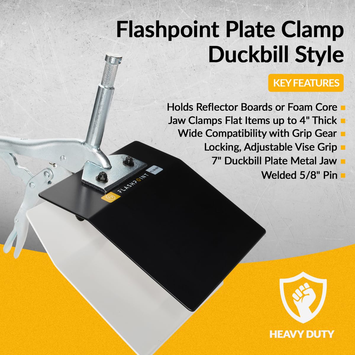 Flashpoint Duckbill Style Plate Clamp, Black/White