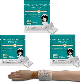 Quick Clot Gauze, First Aid Advanced Stop The Bleed Kit Combat Flexible Hemostatic Gauze-Bleed Stop Faster Wound Packing Medical,Survival Kit Supplies (3" x 12.5) (3)