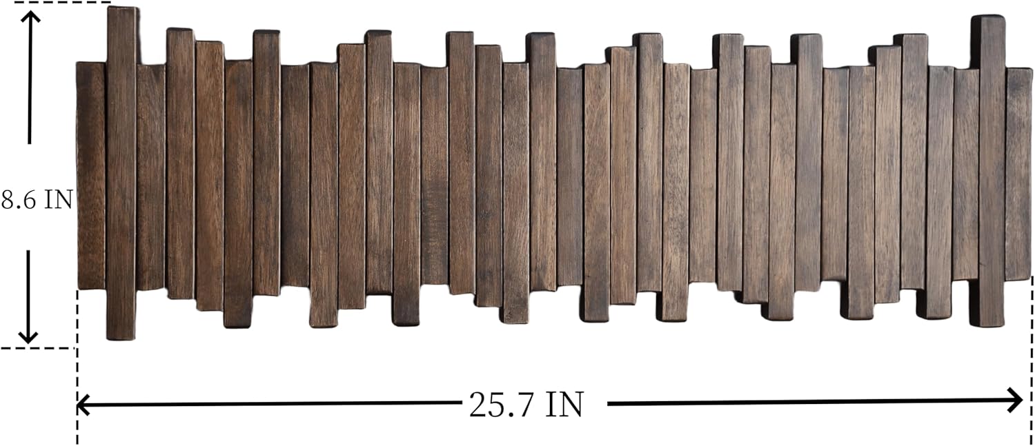 Natural Wood Wall Mounted Piano Coat Rack| Coat Rack Wall Mount| Flip Down Wall Hook Rack 7 Hooks| Entryway Wall Art Hook,Made of Acacia Wood (Wood Wax Oil Dyed Walnut Color).Wall Art - Image 4