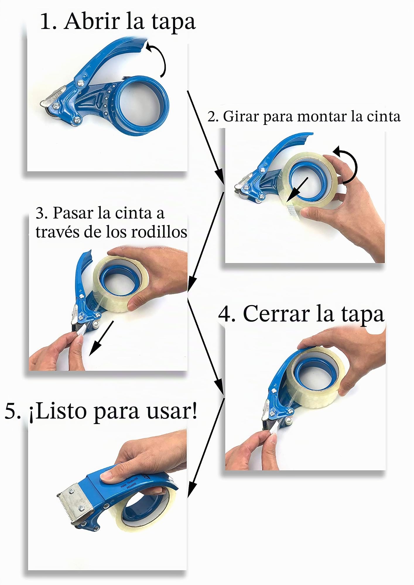 Dispensador de Cinta Adhesiva 48mm 50mm Mango Ergonómico Amarillo