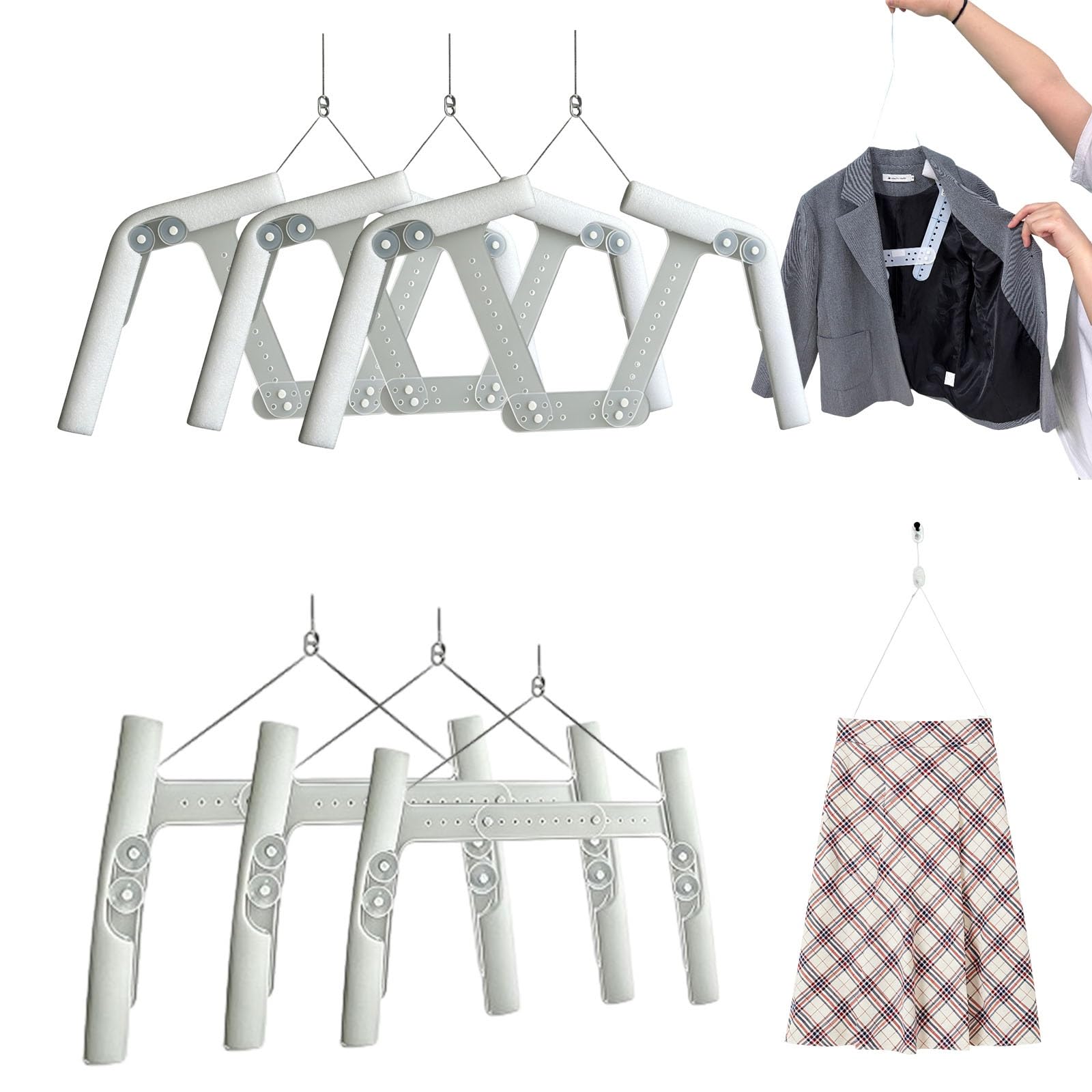 sunbiaouk Adjustable Clothing Display Hangers, Transparent Mannequin Hanger, Dress Form, Deformable, Adjustable Size, for Hang Coat Jackets Sweater Tops