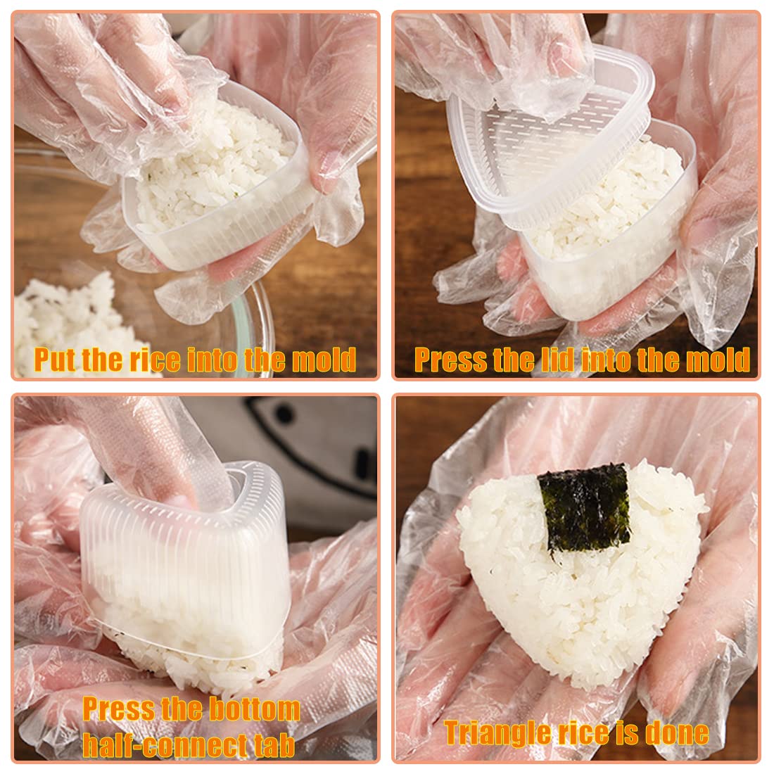 Moule Onigiri Sushi Moule à Onigiri 6 En 1 UZSUZZ - 3 Grands 3 Petits Moules Triangle Avec Cuillère à Riz Moule à Sushi Triangle