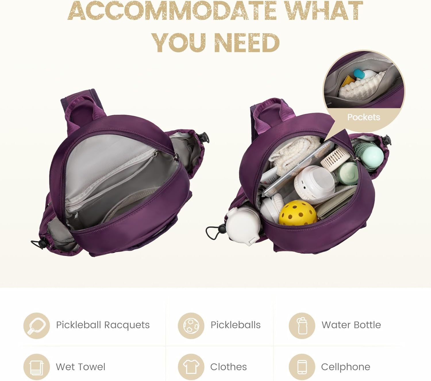 Sucipi Pickleball Bags for Women Lightweight Crossbody and Stylish Quilted Pickleball Paddle Sling Bag Backpack