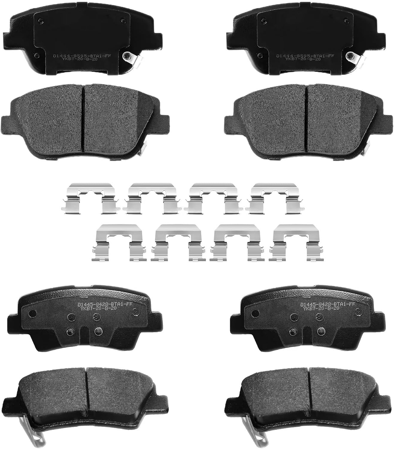 Ceramic Front Rear Disc Brake Pads Kit w/Hardware fit for 2011 2012 2013 2014 2015 Hyundai Sonata 2011 2012 2013 2014 2015 2016 Kia Optima