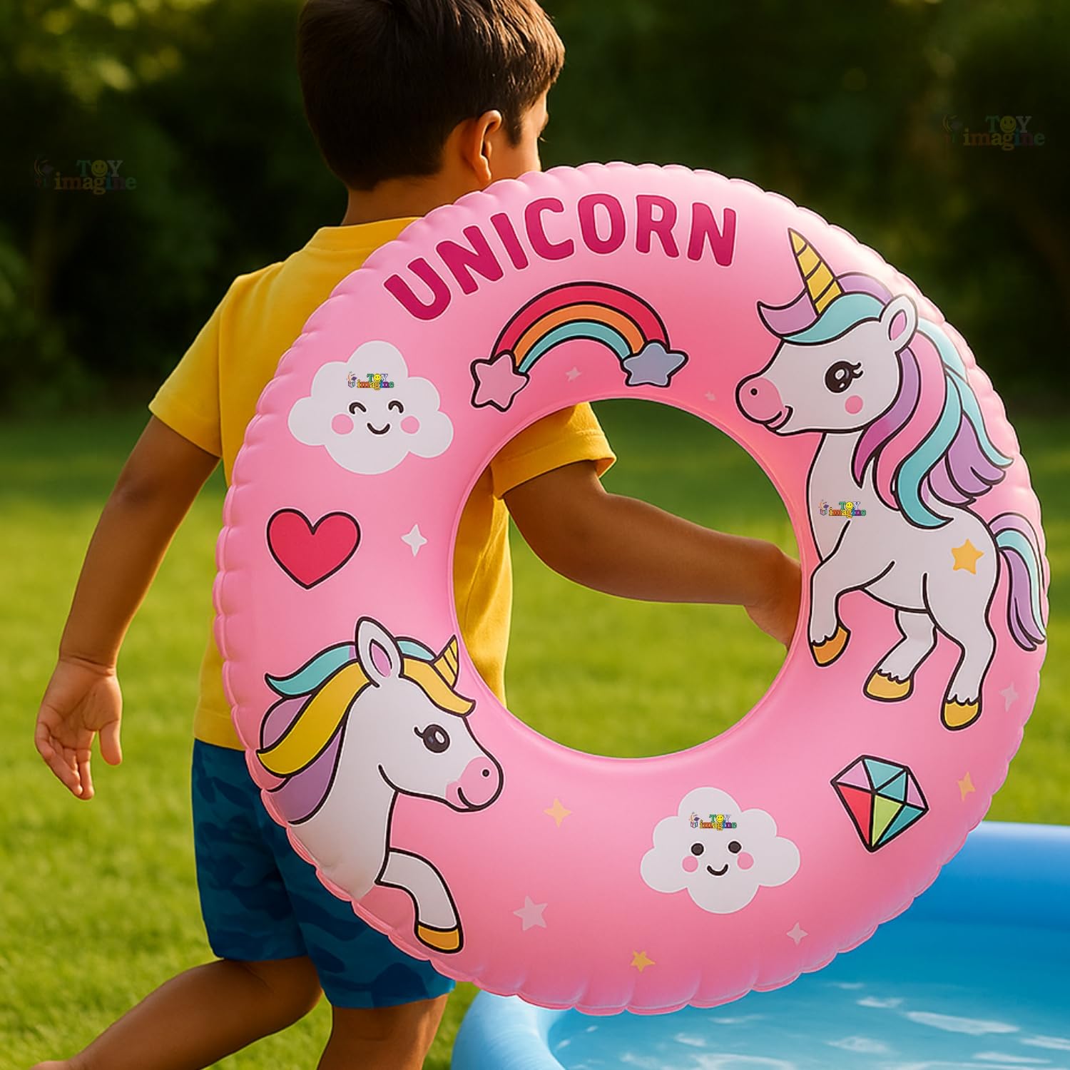 Toy Imagine 24" Unicorn Inflatable Swimming Ring for Kids - Pool Float with Colorful Unicorn Design-image-16