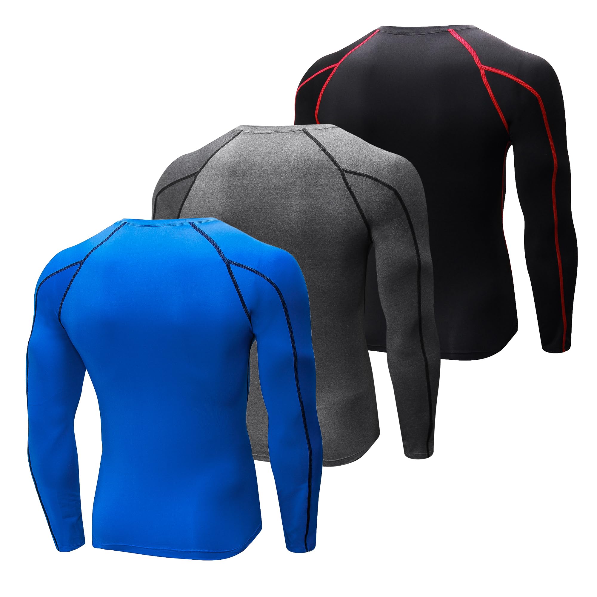 Camisas de compresión para hombre, manga larga, cuello redondo, secado rápido, entrenamiento, correr, atletismo, capa base de compresión para hombre