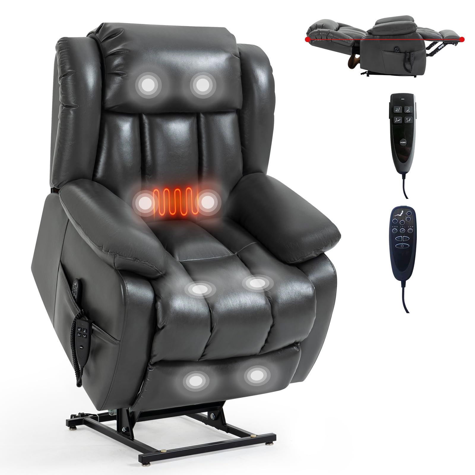 Buy EZZUP Lay Flat Dual Motor Power Lift Recliner Chair with Massage