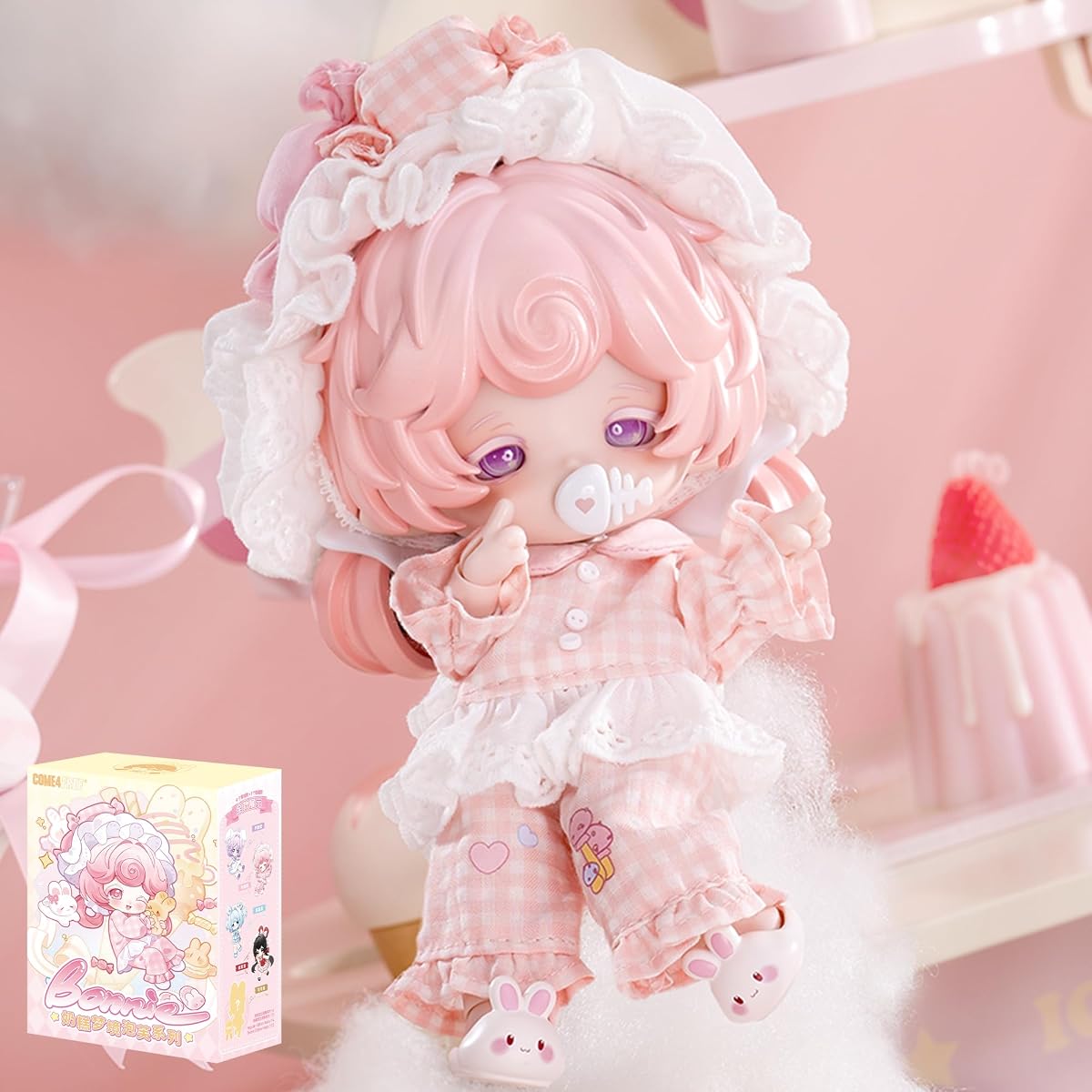 Come4Free BJD Blind Box Bonnie's Fourth Generation Dream Pastry Series - Fenmianmian Standard Edition - BJD Doll Collectable Action Figure for Birthday Gifts Party Toys 1PCS/7.3''/Age 15+