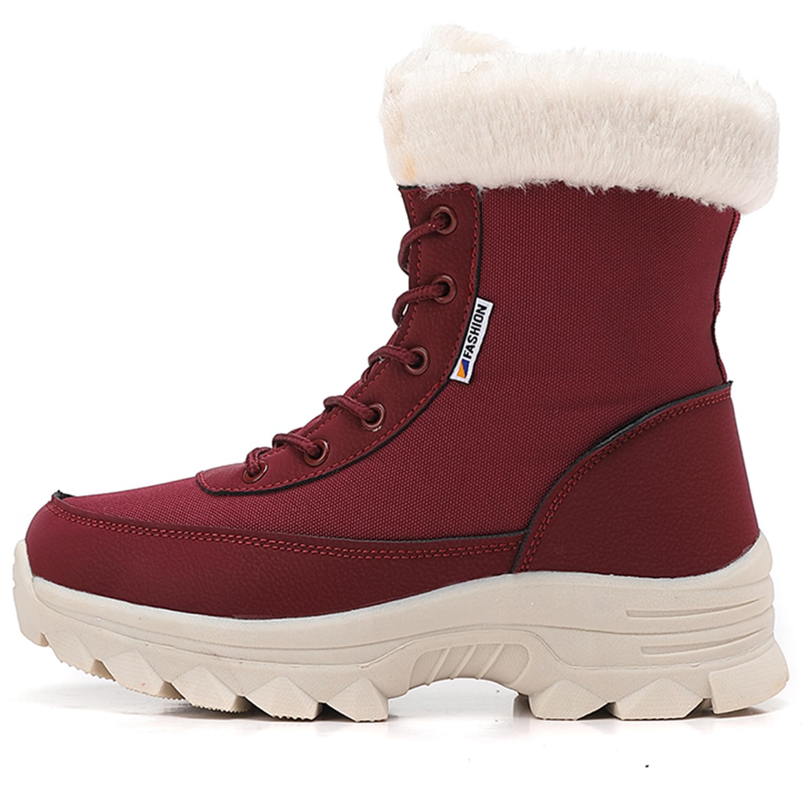 CUTEHEELS Damskie zimowe buty trekkingowe w szerokich rozmiarach, wodoodporne buty outdoorowe z podszewką z flauszu, do miasta i lekkich wycieczek