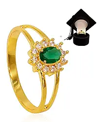 Anel de Formatura Feminino De Moeda Antiga Banhado A Ouro Com Capelo - Enfermagem