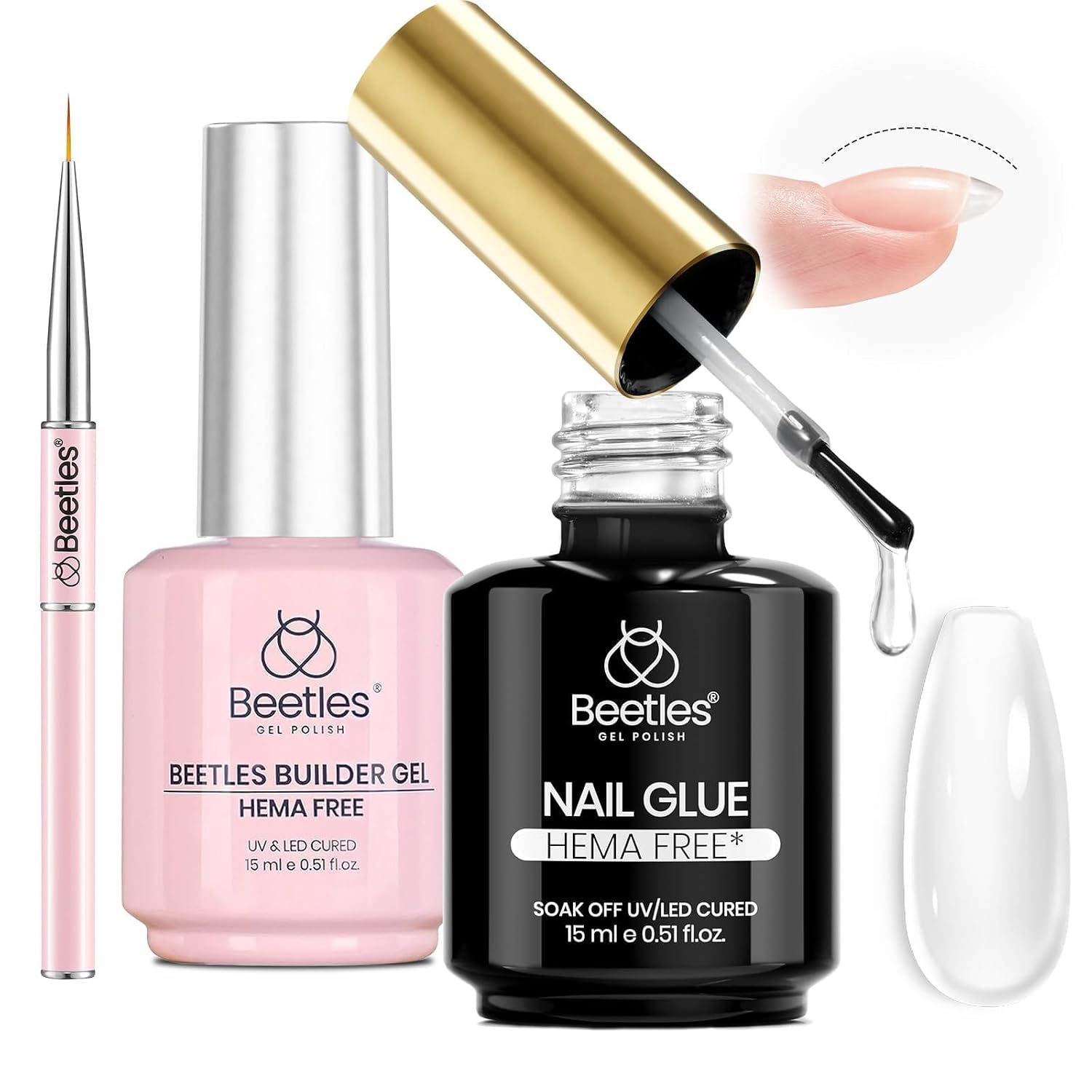 Beetles 2Pcs 15ml Hema Free Nail Glue Builder Nail Gel Set