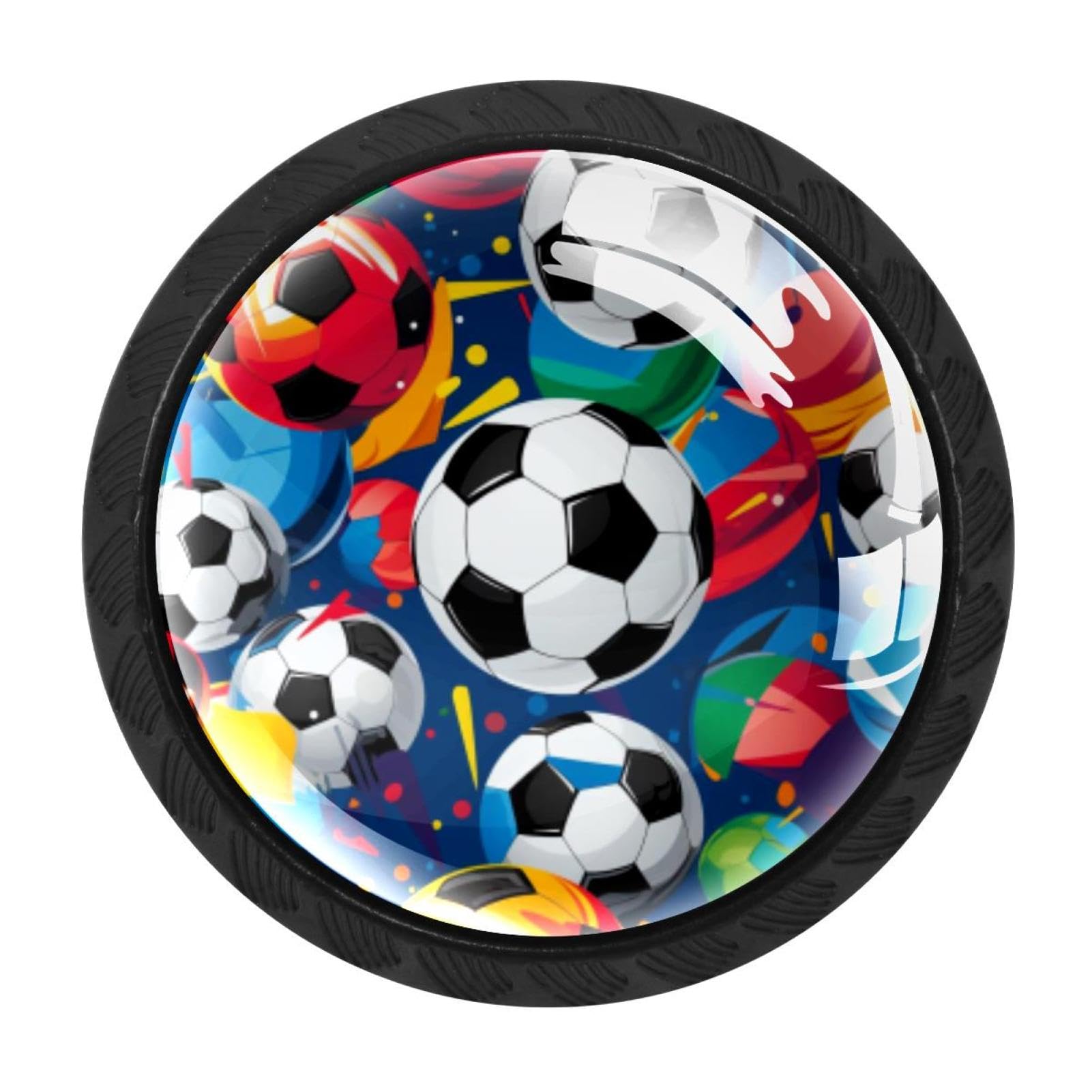 Chenzzzz Multicolored 08 4 Pcs Football Soccer Crystal Glass Cabinet Knob Drawer Pull Handle For Kitchen Cupboard Dresser Wardrobe Etc