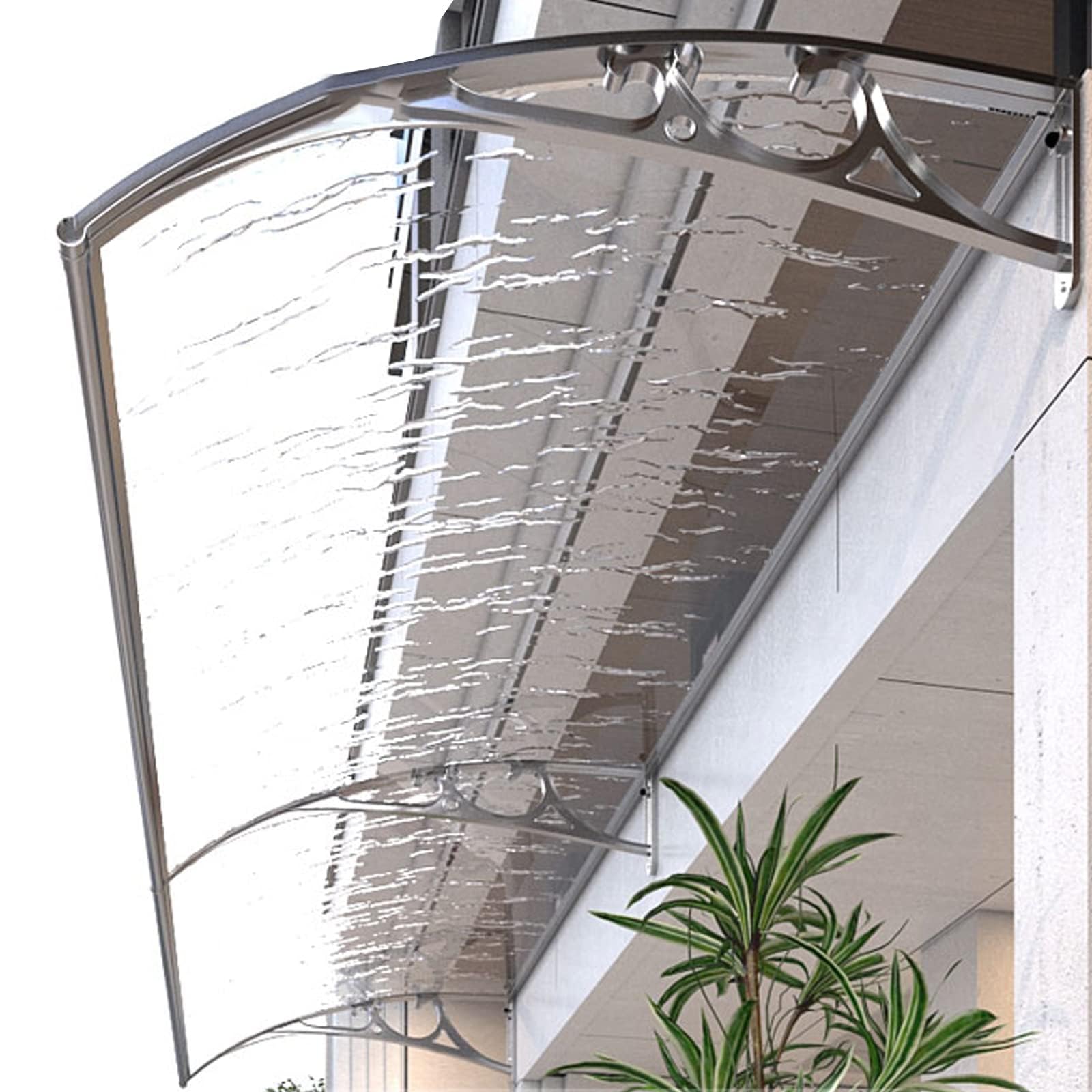 GJMSSMY Aluminum Support Crystal Door Canopy, Outdoor Porch Awning with Polycarbonate Roof, Weatherproof Entryway Shelter for Home and Patio