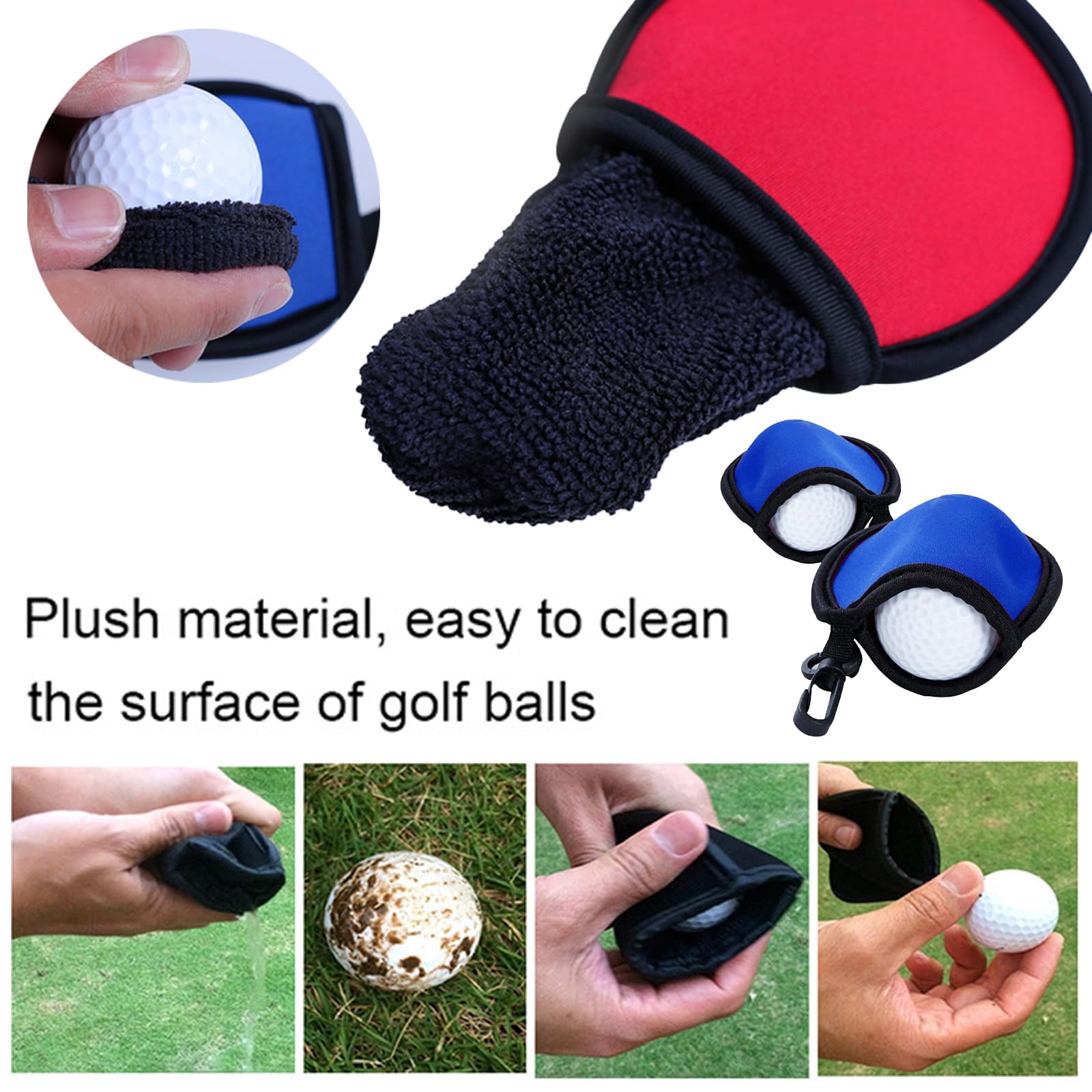 TYXHXTF 6 Pack Golf Ball Cleaner Pouch, Pocket Waterproof Bag Dry-Clean Pocket, Golf Ball Washer Bag - Image 3
