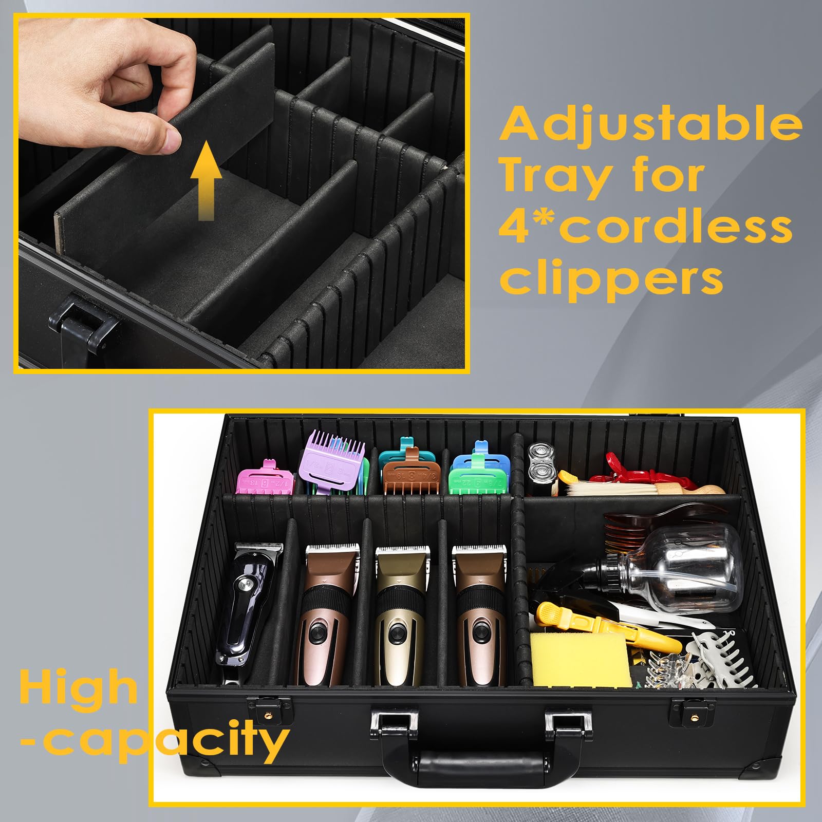 Yueieoun Barber Accessory Case with Mirror and Tool Organizer