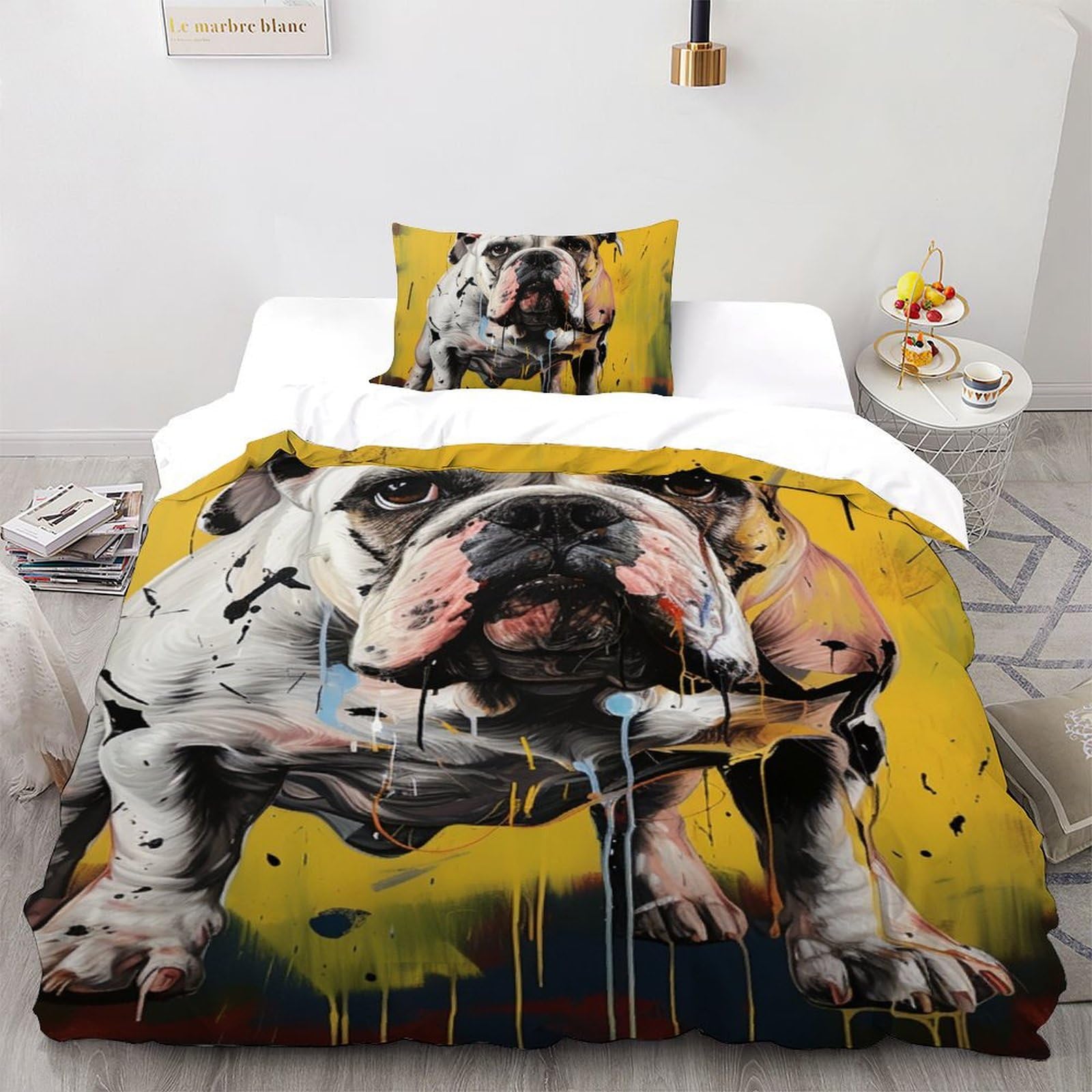 Chien housse de couette animal imprimé lit simple 135x200 avec taie d'oreiller