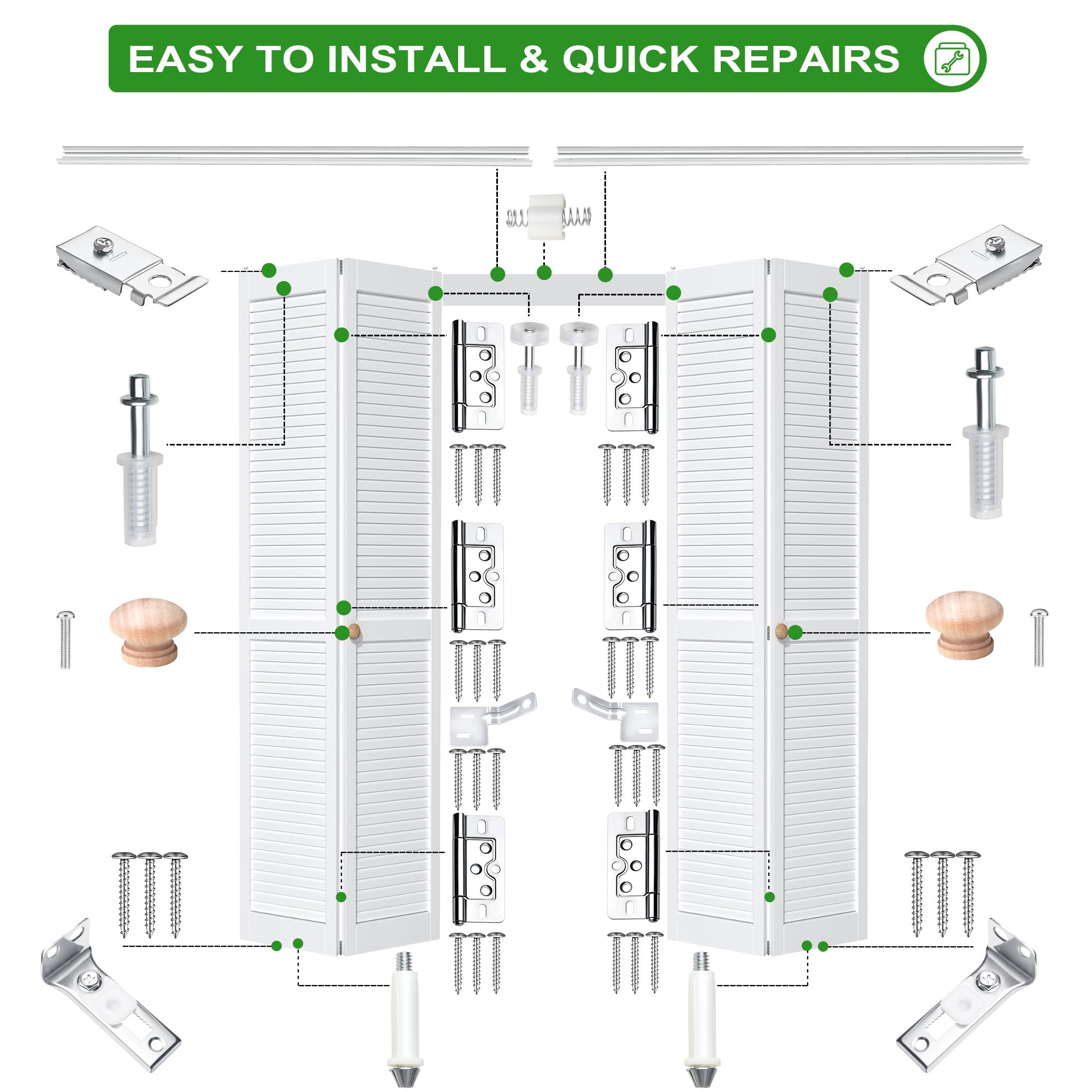 Accordian Door 30-Inch Bi-fold Door Track Kit - 2 Complete Sets With