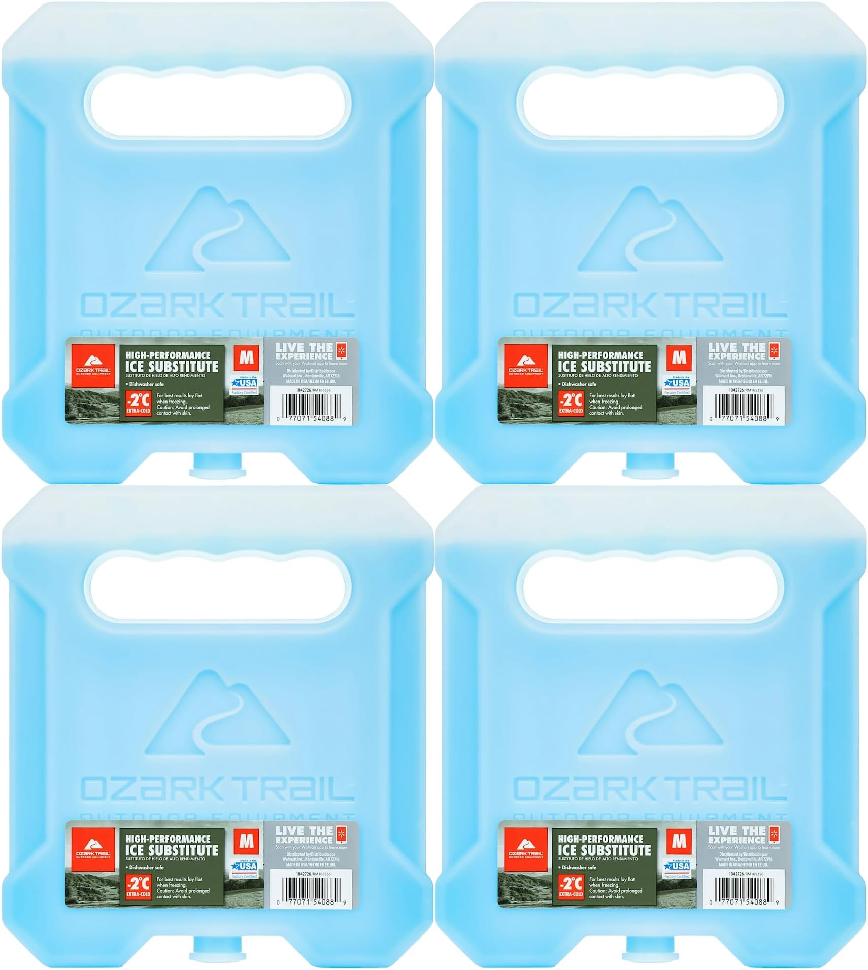 Generic Ozark Trail Extra Cold -2 Degree Medium 2lb Ice Substitute, Blue, Bottle, Reusable, 4 Pack