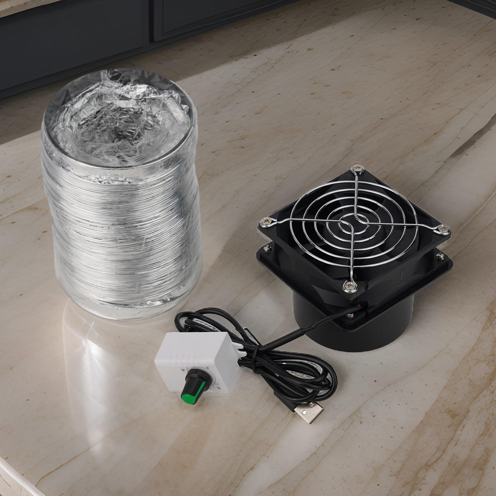 Solder Smoke Absorber, Adjustable Speed Smoke Absorber Fan USB Fume Extractor Fan DIY Working Fan for Soldering Station(Fan plus 3 m pipe)