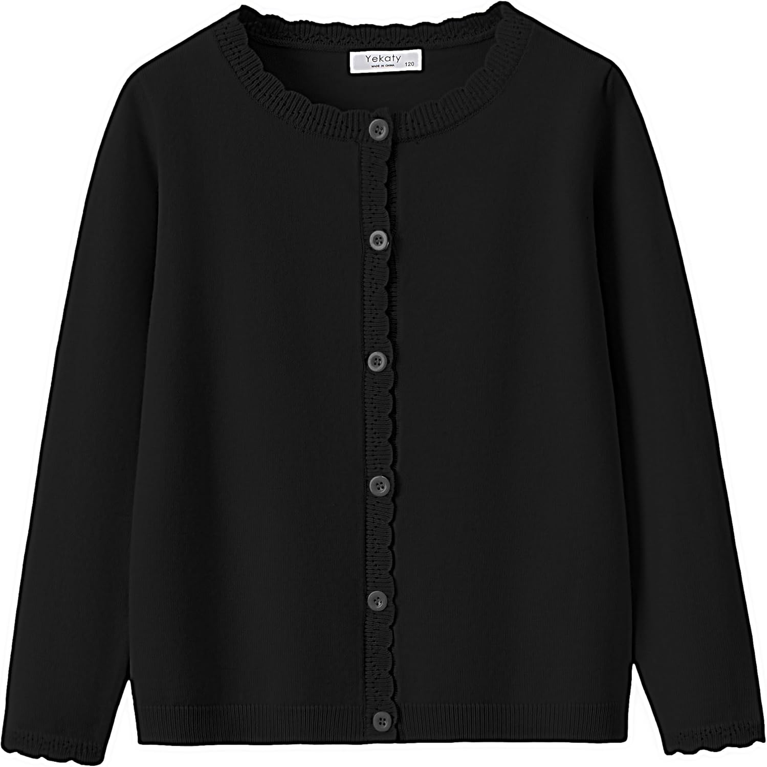Yekaty Girls Cardigan Basic Uniform Long Sleeve Slim Fit Crewneck Cardigan Sweater