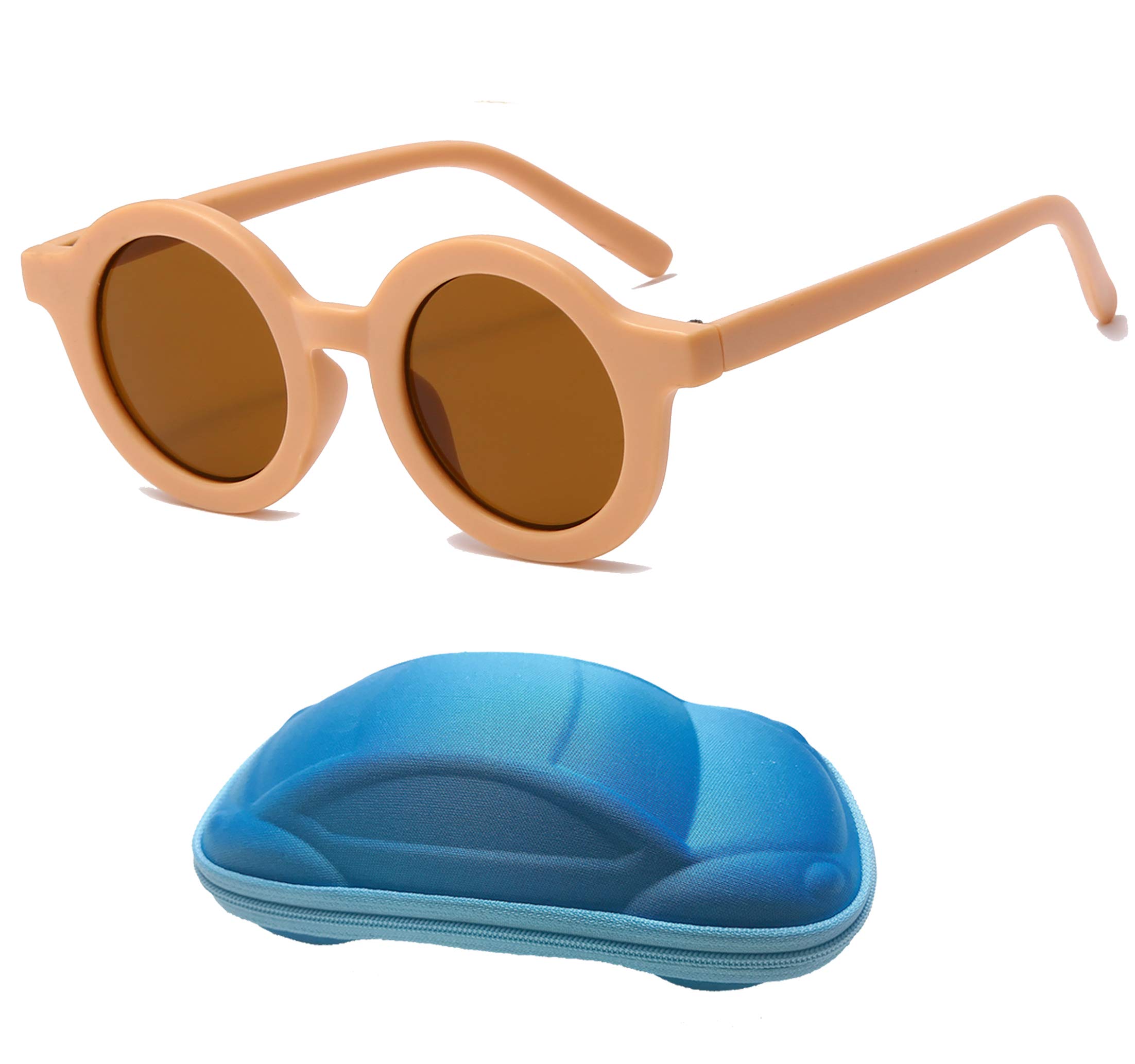 YAMEIZE Gafas de Sol Para Niños con Protección UV400, Lindas Gafas Redondas Para Niños Pequeños, Niñas de 2 a 7 Años…
