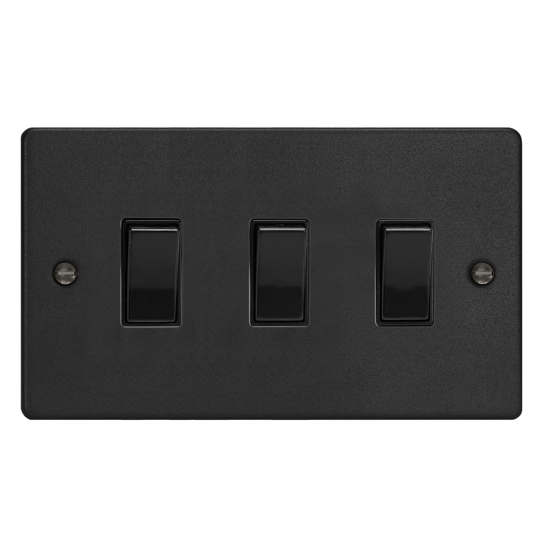 Varilight 3-Gang 10A 1- or 2-Way Rocker Switch (Twin Plate) Matt Black