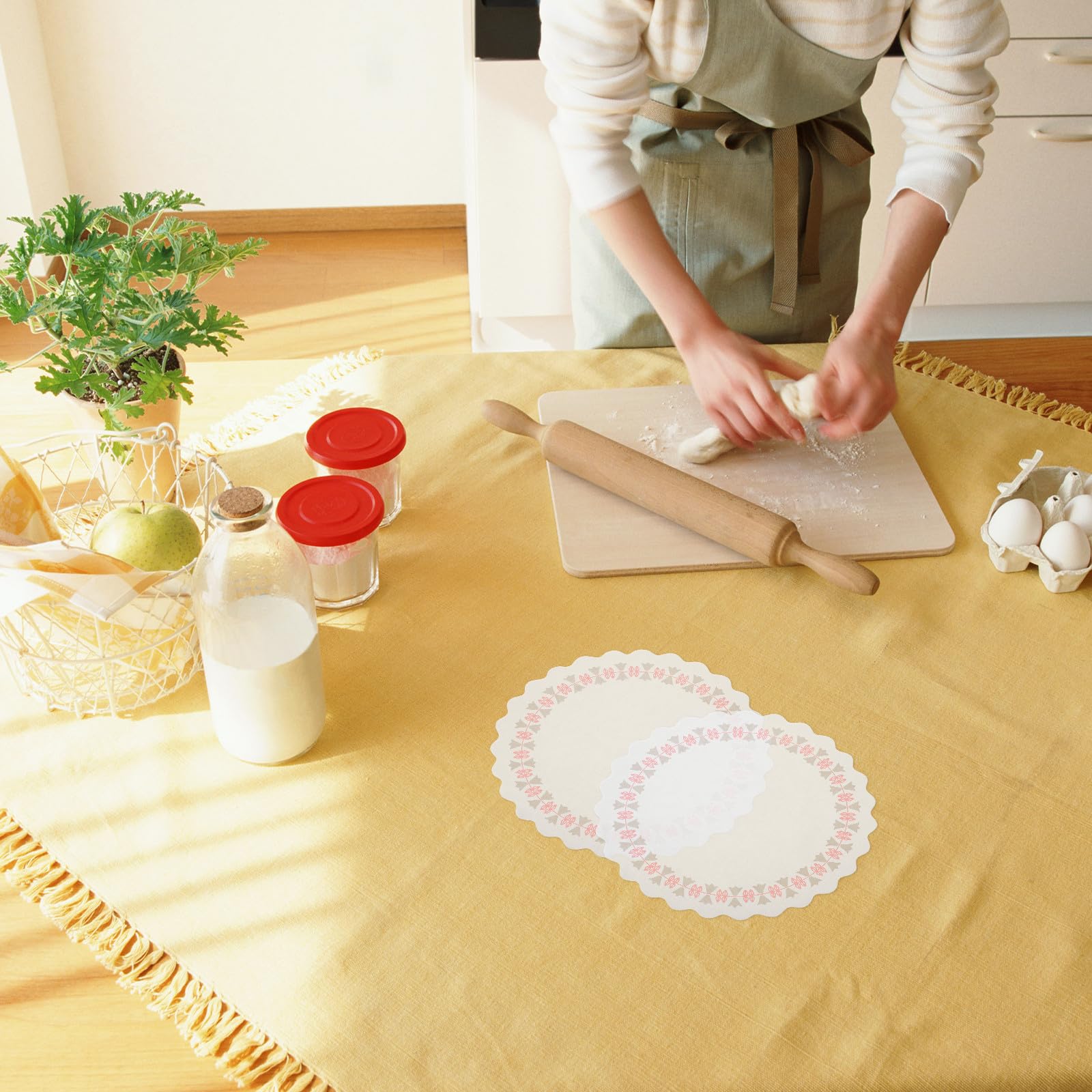 Alipis 500 runde Spitzendeckchen aus Papier für Tische – 18 cm bedruckte Einweg-Platzsets aus Papier für Kuchen und Desserts – fettabsorbierende Servierunterlagen, geeignet für Hochzeiten und