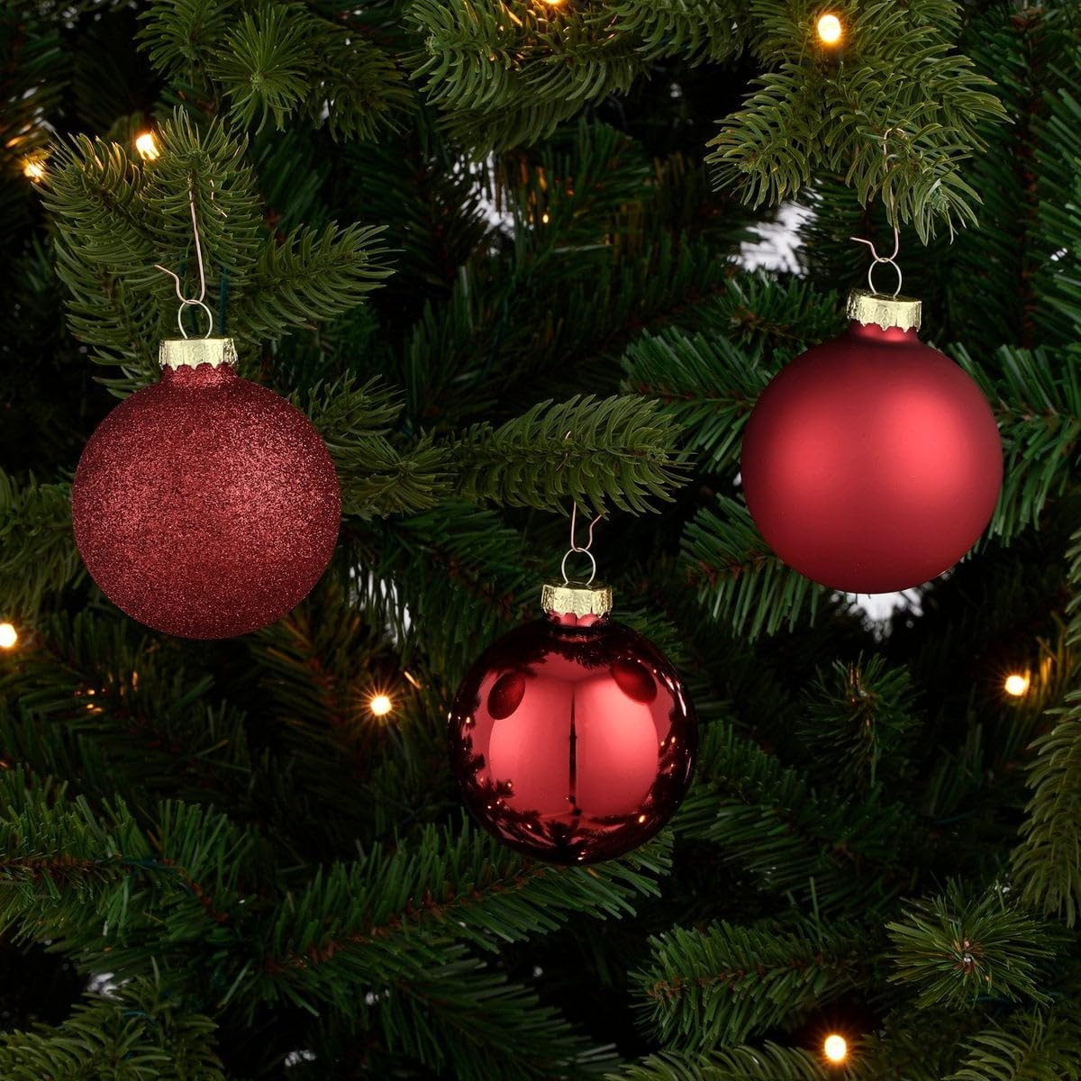 Weihnachtskugeln Set Enthält Glas, Dekorativ Und Vielseitig, Weihnachtsbaum Dekoration, Christbaumschmuck, Für Weihnachtsbaum Wohnzimmer Schlafzimmer Esszimmer, Rot, 26 Stück, Ø7.0.6.0.5.0 cm
