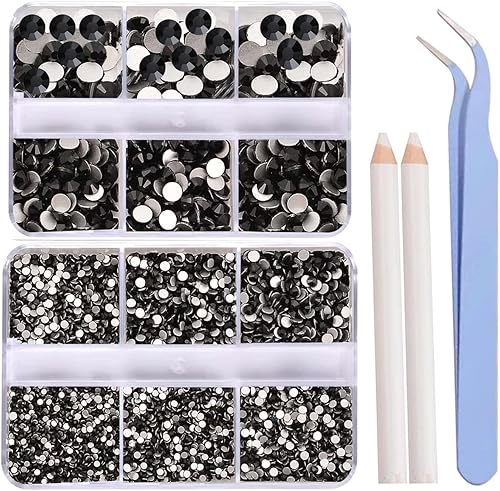 5300 piezas blancas A no termofijas, juego de gemas redondas de resina con parte trasera plana, 4 tamaños mixtos (0.079 a 0.197 pulgadas) con