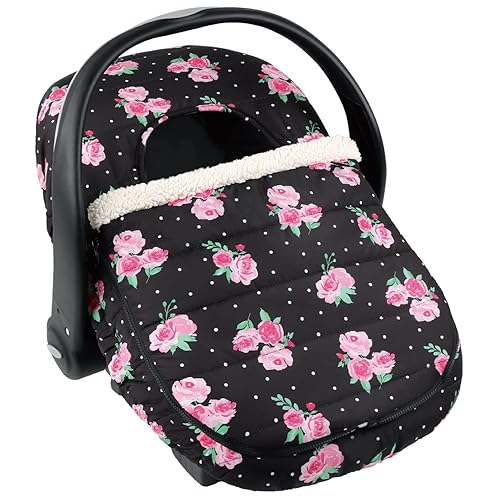 The Peanutshell Funda de asiento de coche para niñas bebés, diseño floral de rosa, cubierta de asiento de automóvil de invierno