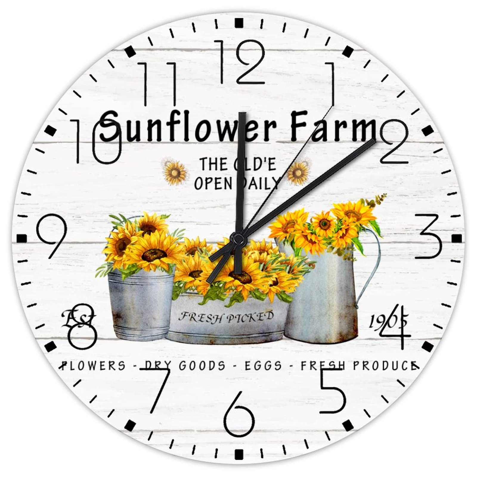 Horloge murale en bois tournesol de 30 cm idéale pour une déco de cuisine style ferme rustique