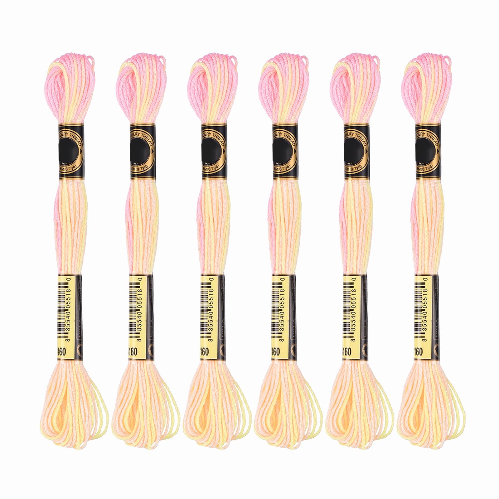 PATIKIL 6 Skeins Embroidery Floss, Gradient Colors Polyester Embroidery Threads Bracelets String for Cross-Stitch Hand Embroidery, Light White Pink — image 1
