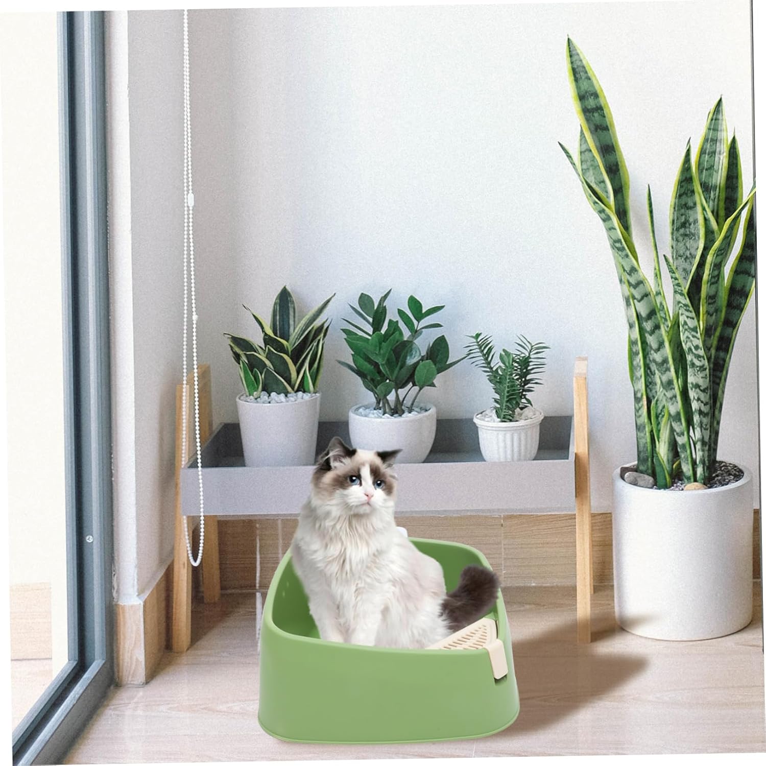 1pc Detachable Cat Litter Box Semi-Closed Design for Reduced Material for Indoor Use Options