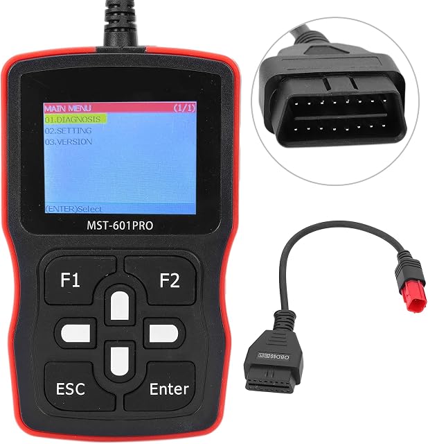 Motorcycle Code Reader, Motorcycle Scanner Code Reader With Diagnostic Scanner Set 2.4in LCD Universal MultiLanguage for EFI Motorcycles OBD Interface