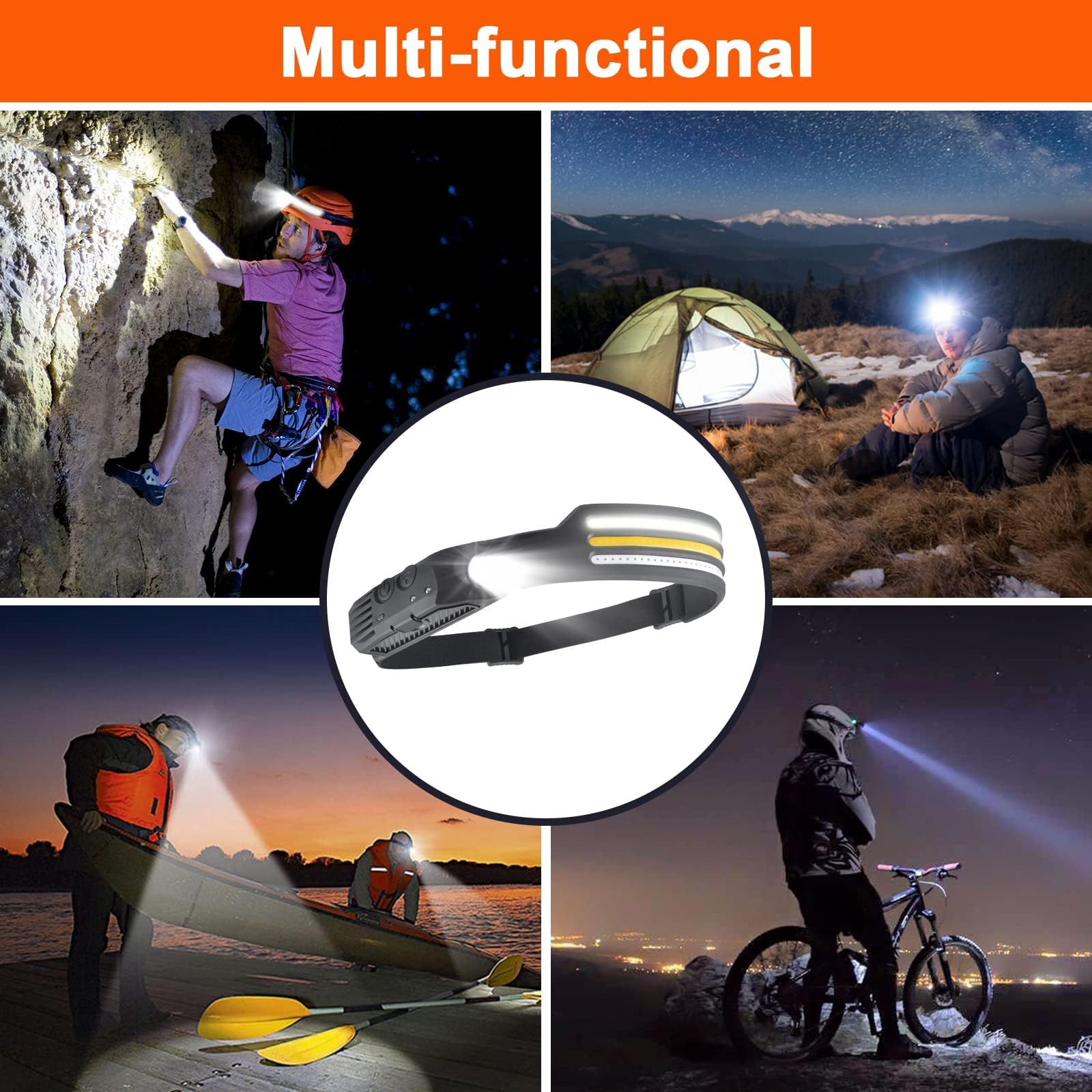 2 Lampade Frontali Ricaricabili USB - 600 Lumen, Impermeabili, Con Sensore Di Movimento - Foto 11