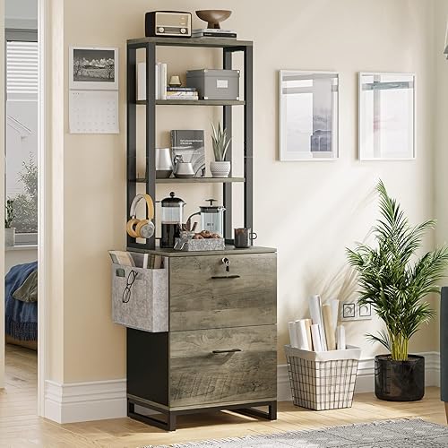 Miniatura 3 de Itaar Archivador de 2 cajones con cerradura archivador se adapta a cartas legales tamaño A4 carpetas de archivos colgantes archivadores para oficina