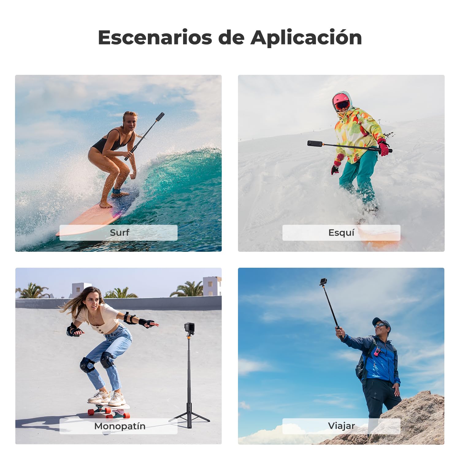 K&F CONCEPT MS21 Trípode y Palo Selfie Invisible Telescópico de 120 cm, Compatible con Insta360 X5/X4/X3/Ace Pro, Pocket 4/3, GoPro Hero 13-5, dji Osmo Action 5Pro/4/3, AKASO, Luna Ultra