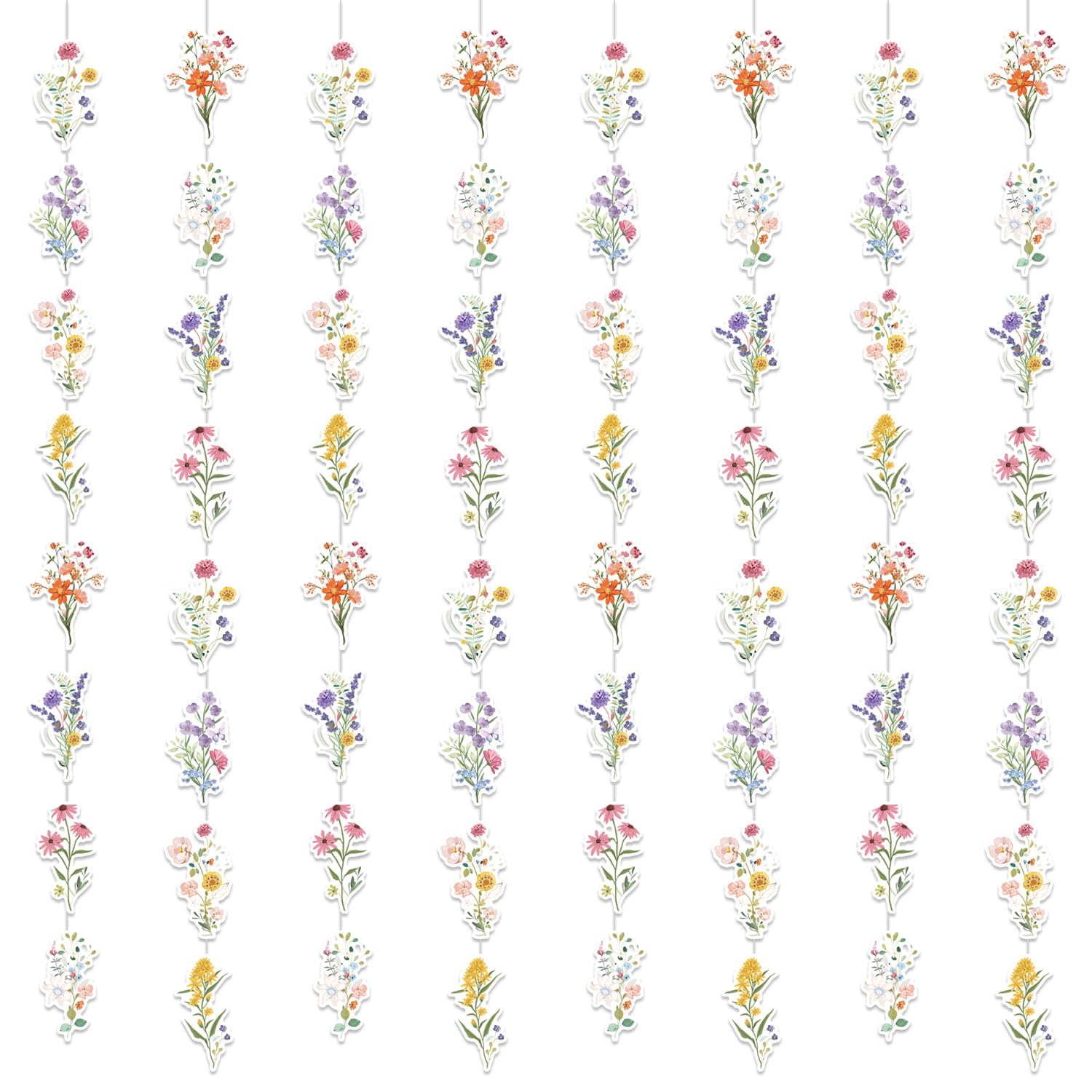 Deorfuy 8 Packs Wildflower Paper Hanging Garland Birthday Decorations, Flower Party Baby Bridal Shower Floral Birthday Decor for Girls Women, Spring