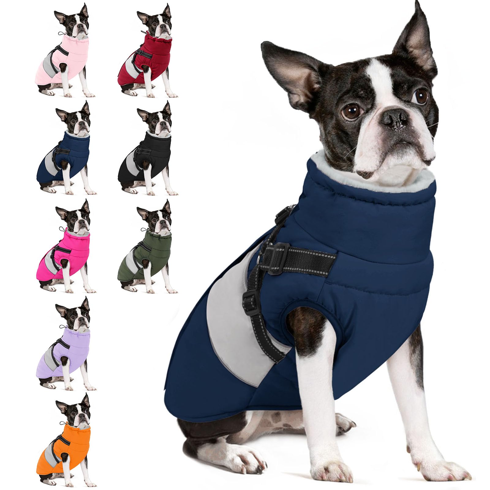 Warm Dog Coat with Harness Built in Dog Jacket for Small Dogs
