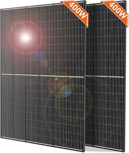DOKIO Paneles solares mono de 800 W (2 × 400 W) y 31 V, funciona para sistemas de 1224 V, cables de 9.84 pies por panel para jardínpatio, cobertizo