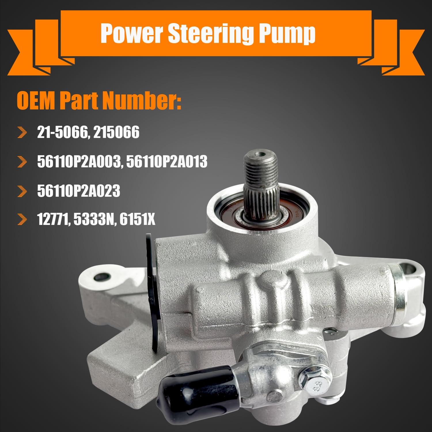 21-5066 Power Steering Pump Fits for Honda Civic 1996-2000, Civic 1998-2000 CNG Sedan L4 1.6L, CR-V 1997-2001 L4 2.0L, Acura EL 1997-2000 Petrol Sedan L4 1.6L, Power Assit Pump Replace OE# 56110P2A003