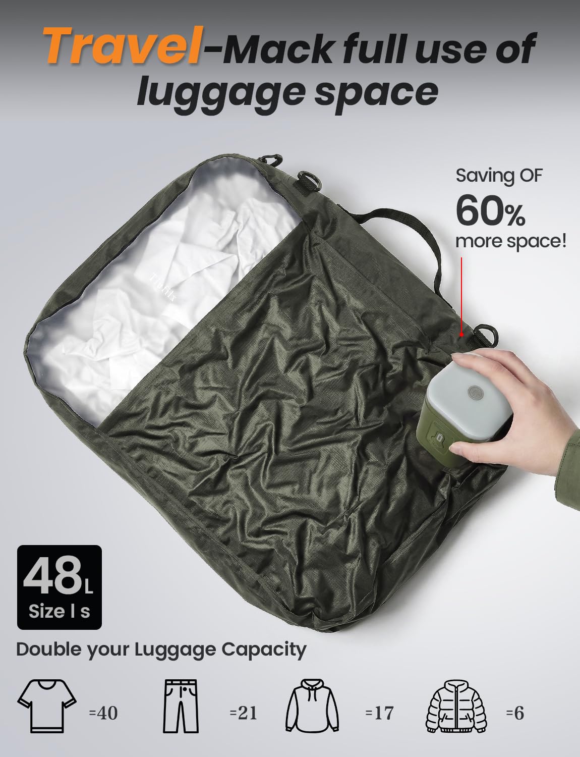 12 bolsas de vacío de viaje con bomba para viajes, camping, deportes, negocios, TPU y PAPE, ahorro de espacio, paquete de 2 unidades de almacenamiento con bomba de aire portátil, embalaje de