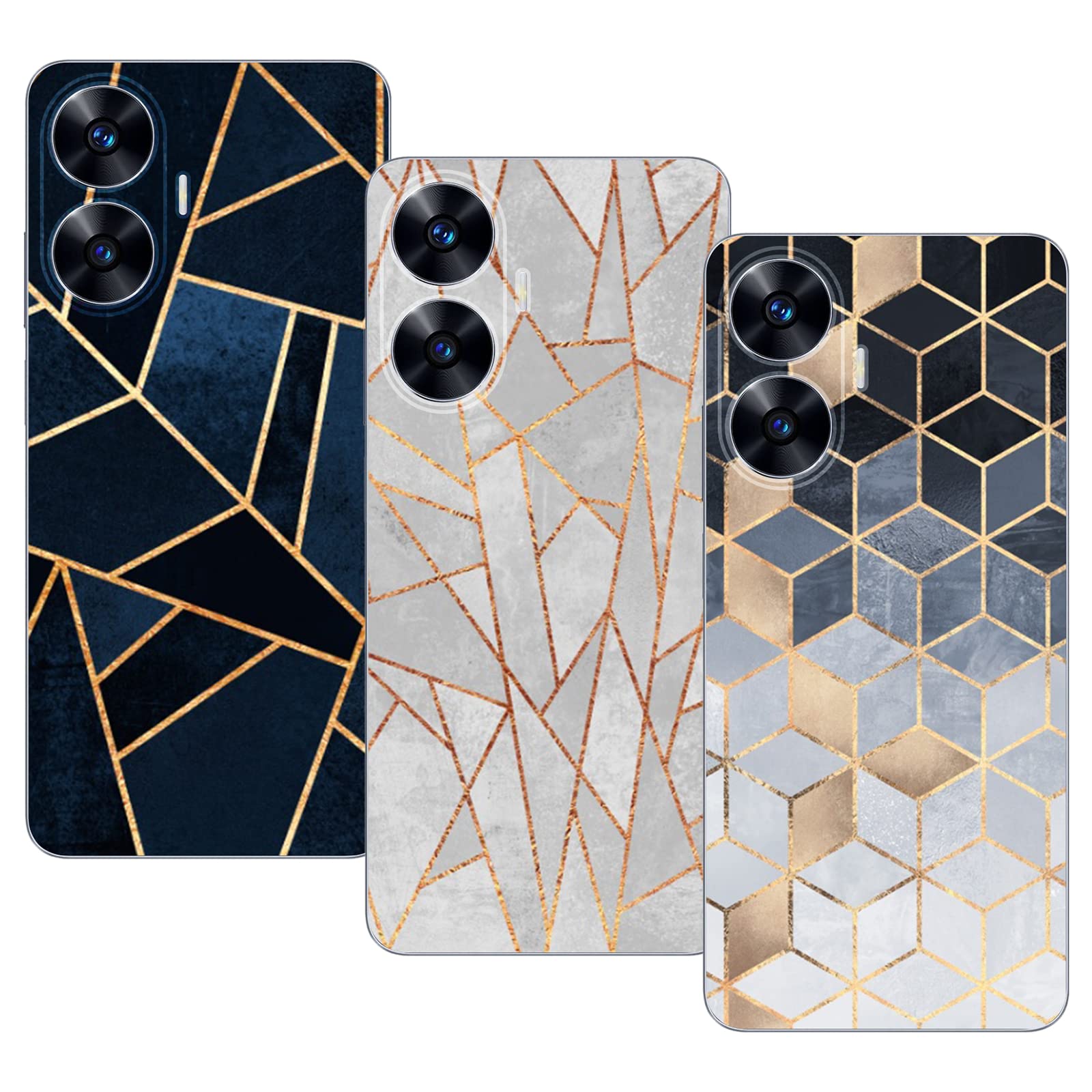 Cover Per Realme C55 – 3 Pezzi In Silicone TPU Morbido, Ultrasottile, Trasparente, Flessibile, Antigraffio – Custodia Protettiva