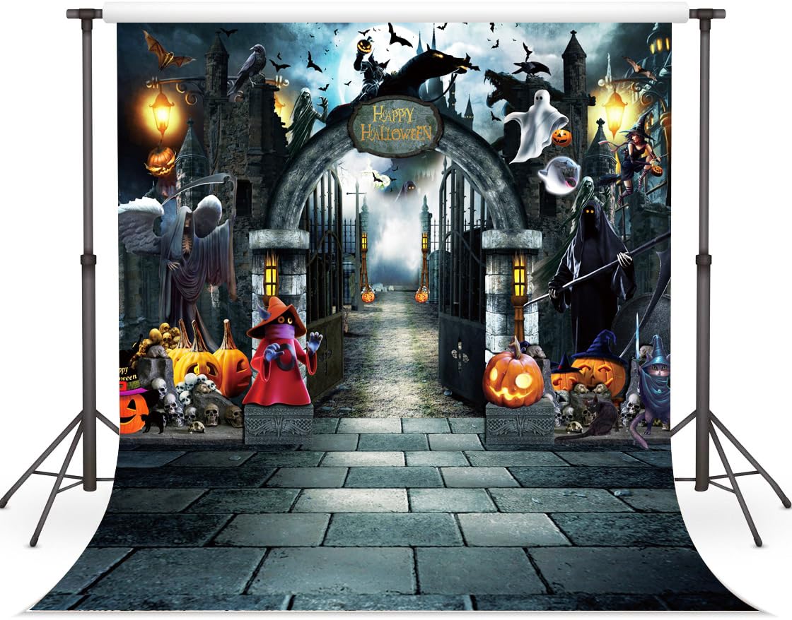 Amazon | DHXXSC 10 x 10フィート ハロウィン背景幕 魔法の城の背景