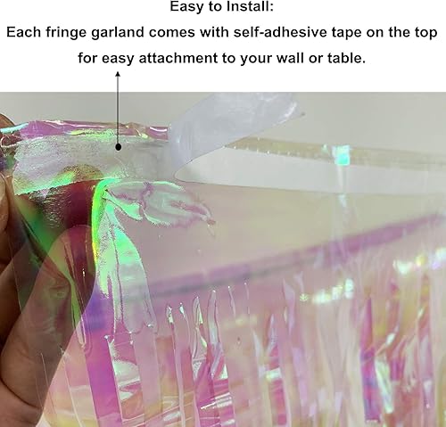 Miniatura 3 de Guirnalda de flecos de papel de aluminio iridiscente de 10 x 15 pulgadas, paquete de 3, pancarta metálica de oropel, ideal para desfiles, despedidas