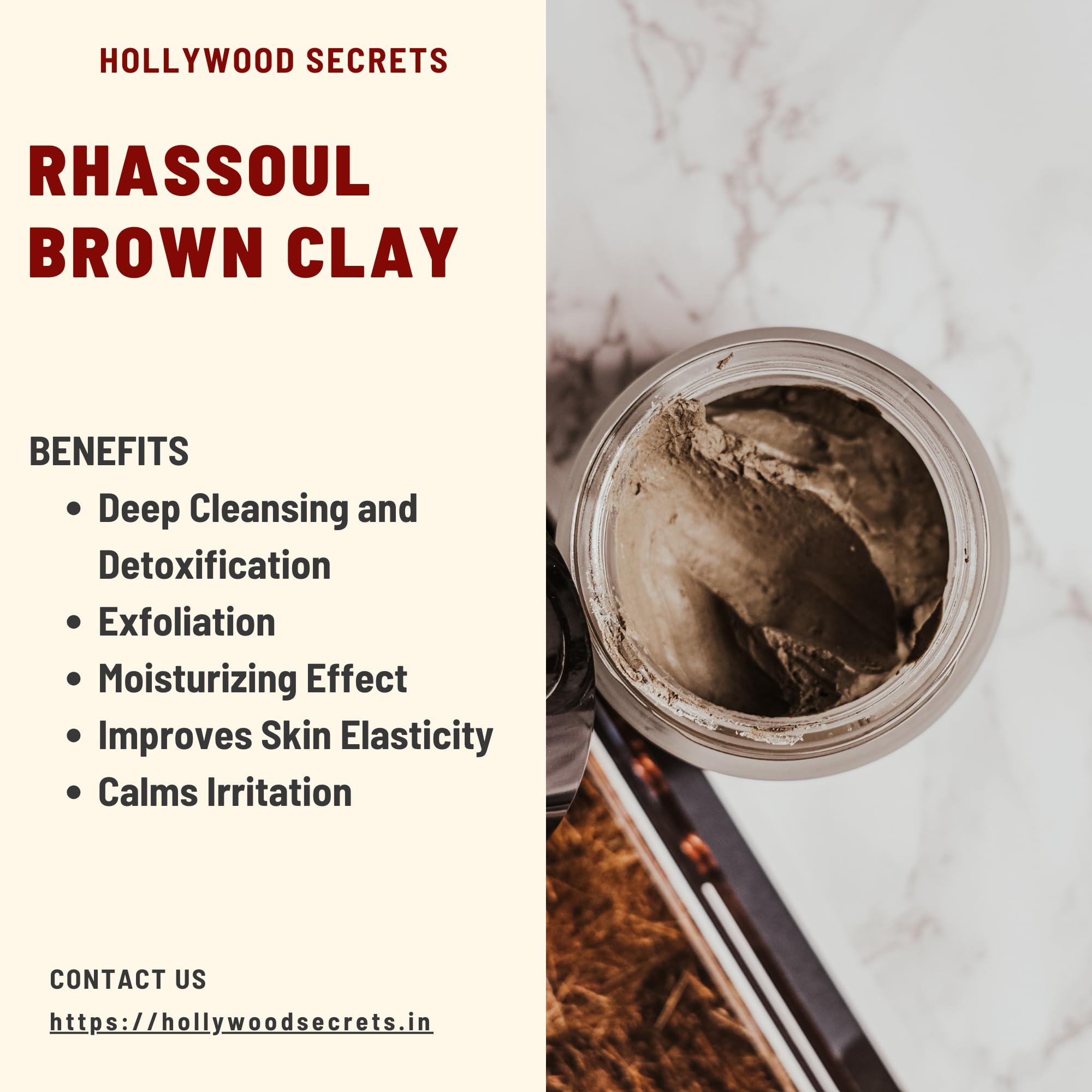 Hollywood Secrets Clay Powders 200gms (Pure Rhassoul Brown Clay) 4